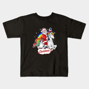 cute-santa-claus-rides-cute-unicorn Kids T-Shirt